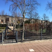 Het bewuste speelveldje bij het Clustergebouw in Voorhout